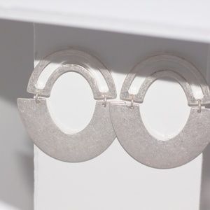 Geometric Silver Rainbow Earrings